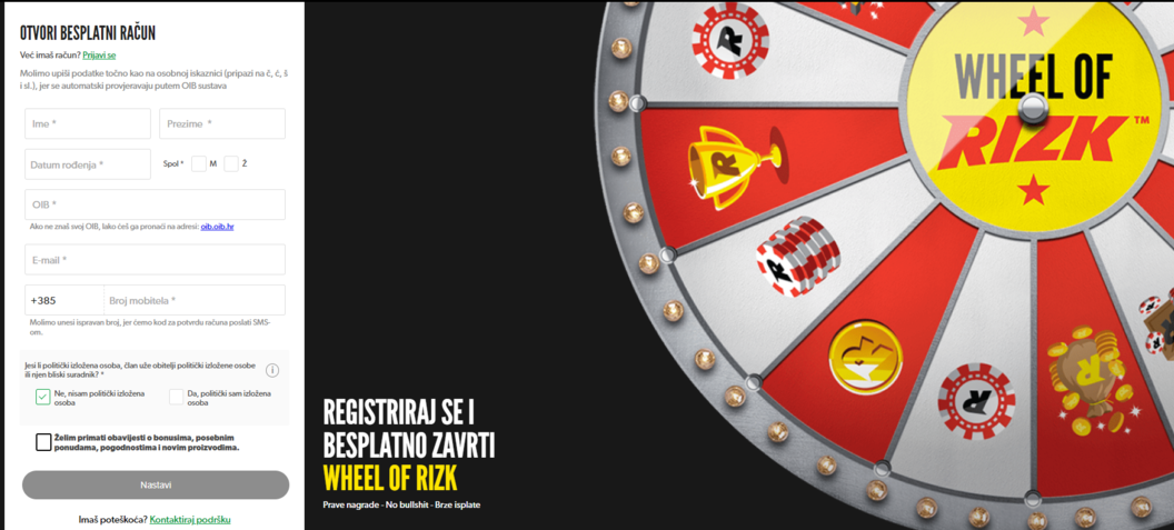 Rizk casino registracija