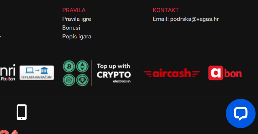 Vegas korisnička podrška