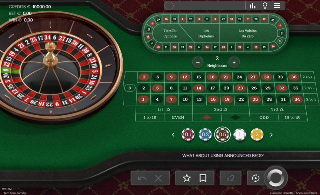 European Roulette Announced Bets